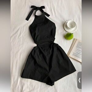 Elegant Black Halter Romper